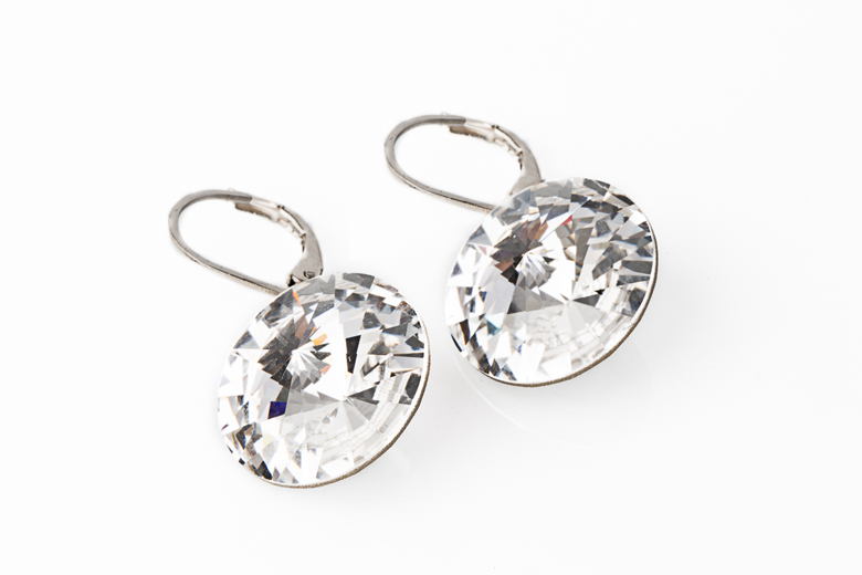 Boucles d'oreilles acier inoxydable avec cristaux Swarovski 18 mm - Sarah 2 cristal