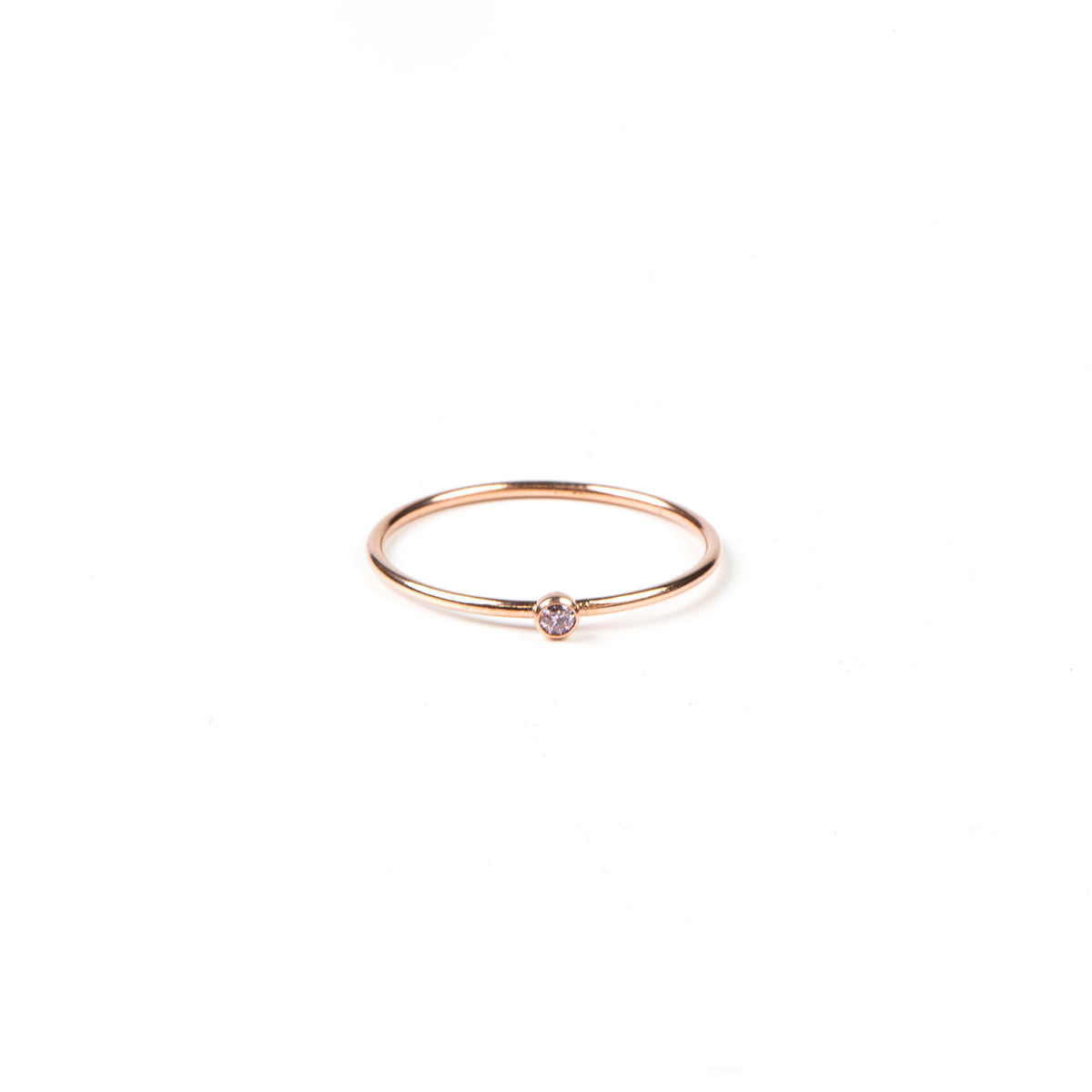 Bague délicate or rose rempli 14K avec mini cristal 2 mm - Rose 9-1