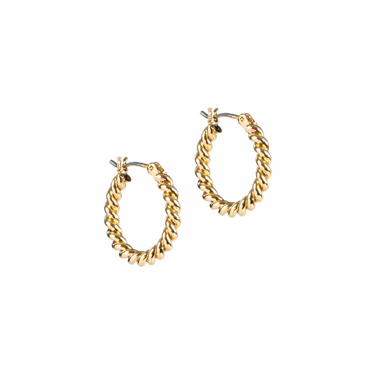 Boucles d'oreilles anneaux torsadés placage or 14K Keira 17 - Kara Bijoux-1