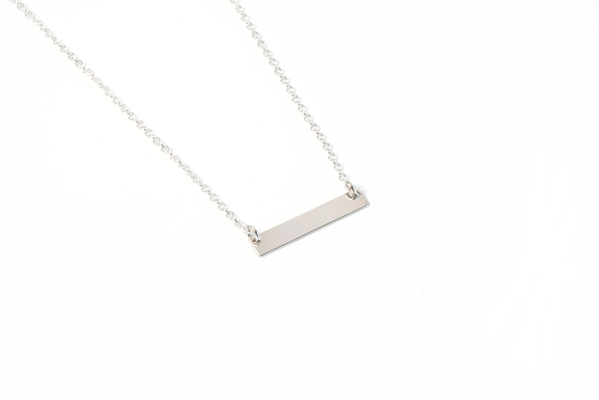 Collier court délicat en argent sterling .925 avec connecteur rectangle personnalisable - Grace 3-3