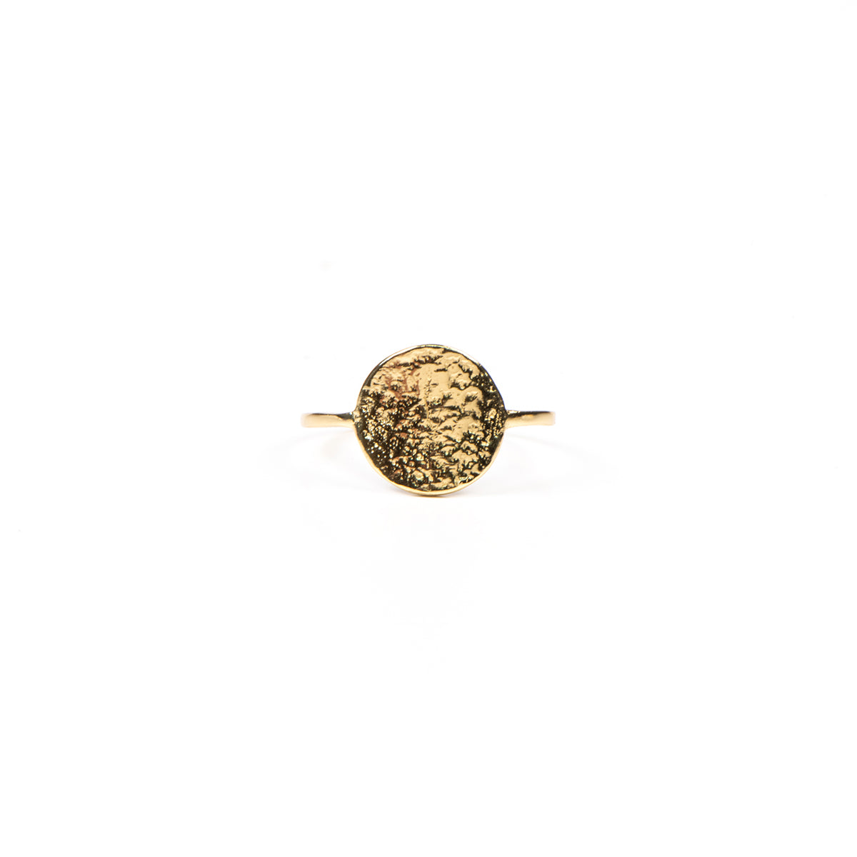Bague fine argent sterling .925 plaquée or 18K design rond martelé - Ollie 3 or-2