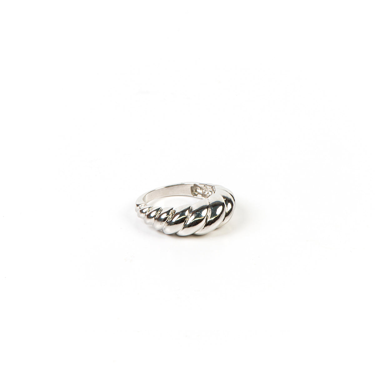 Bague placage rhodium design dôme croissant - Ollie 7-2