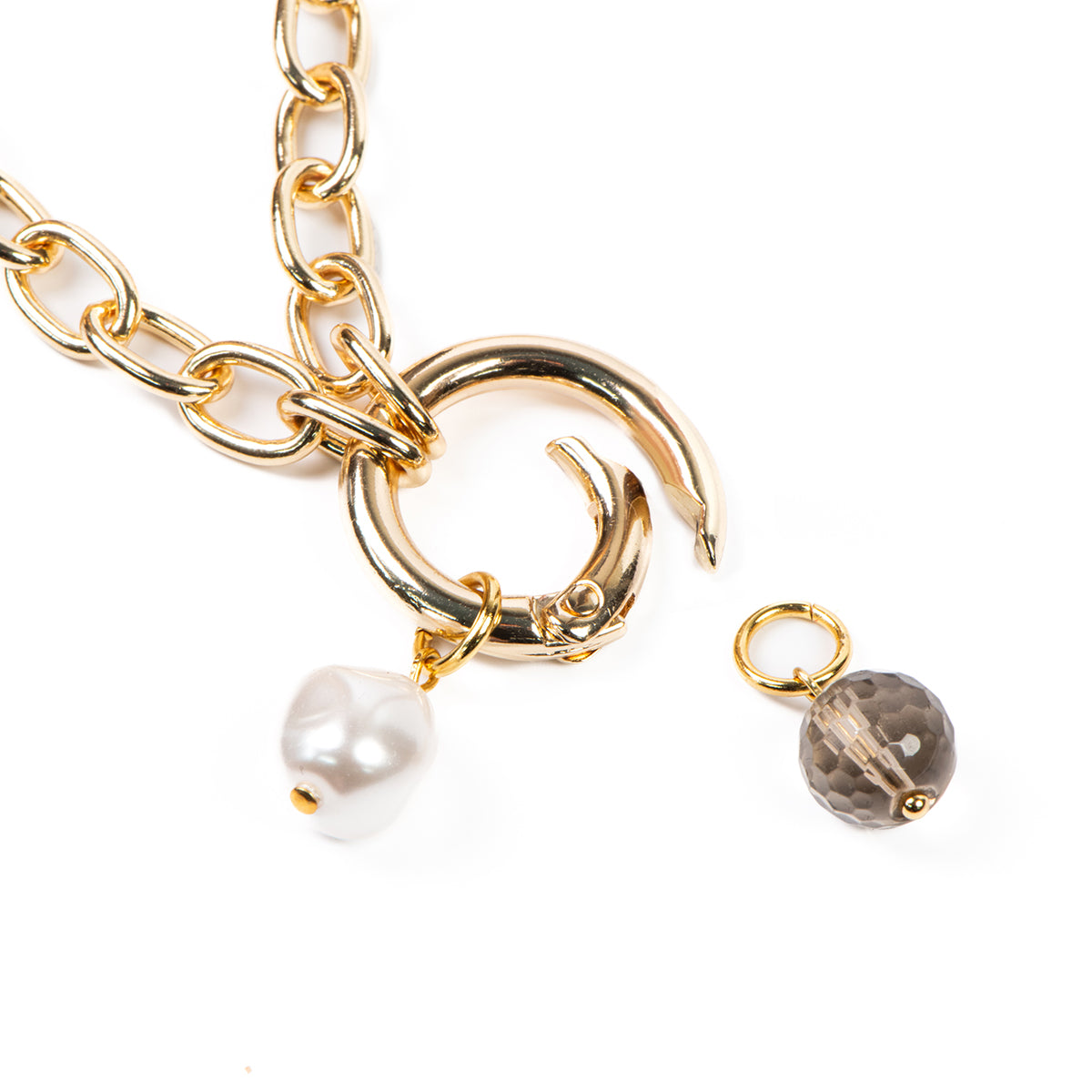 Collier court maximaliste gros maillons plaqué or 14K avec billes amovibles Véronica 2-5