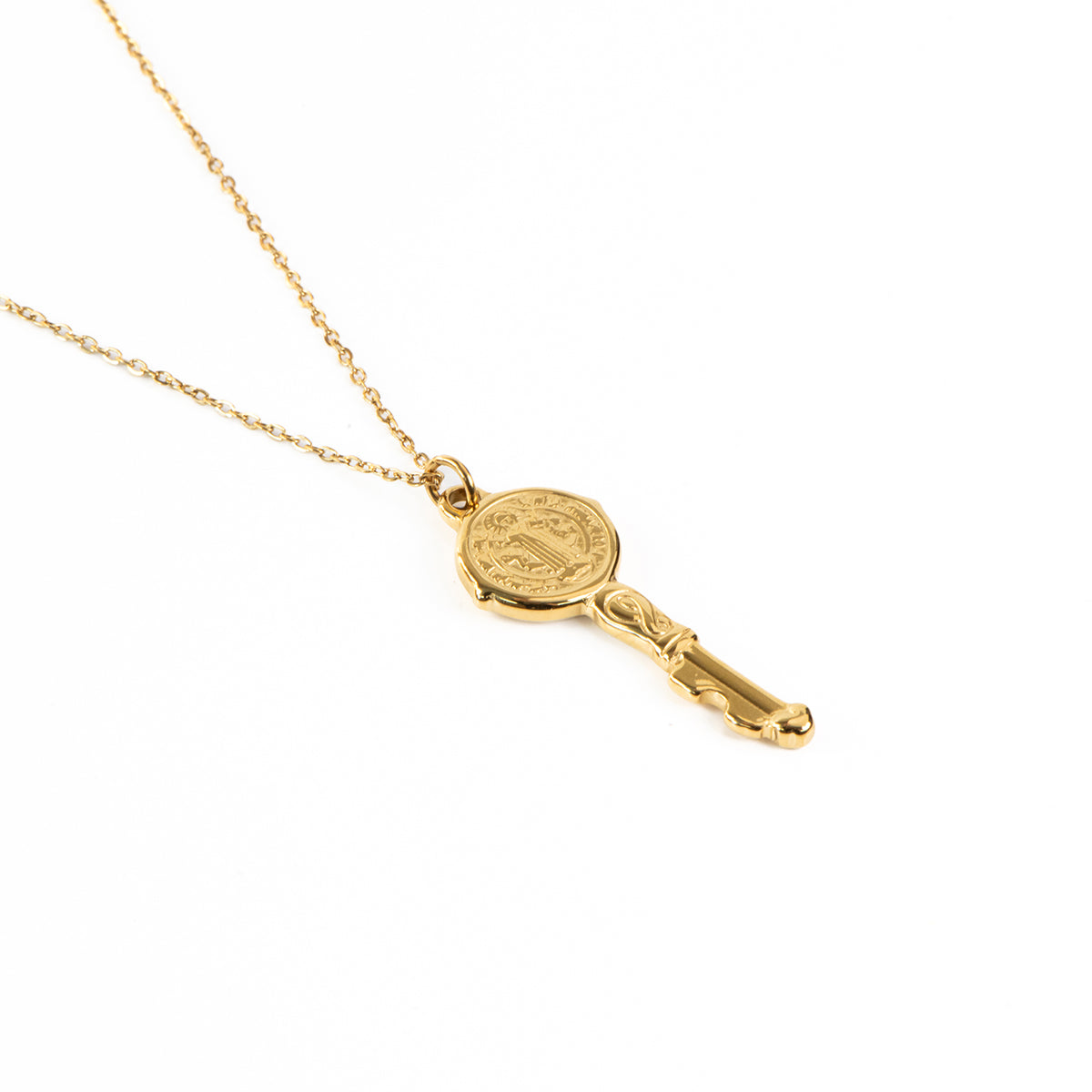 Collier délicat double rang acier inoxydable or avec pendentif clé - Juliana 4-5