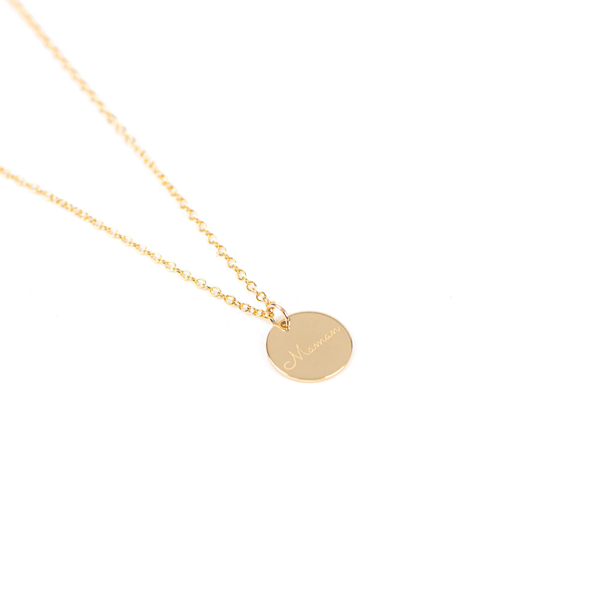 Collier délicat en or rempli 14K avec médaillon gravé Maman et un coeur -6