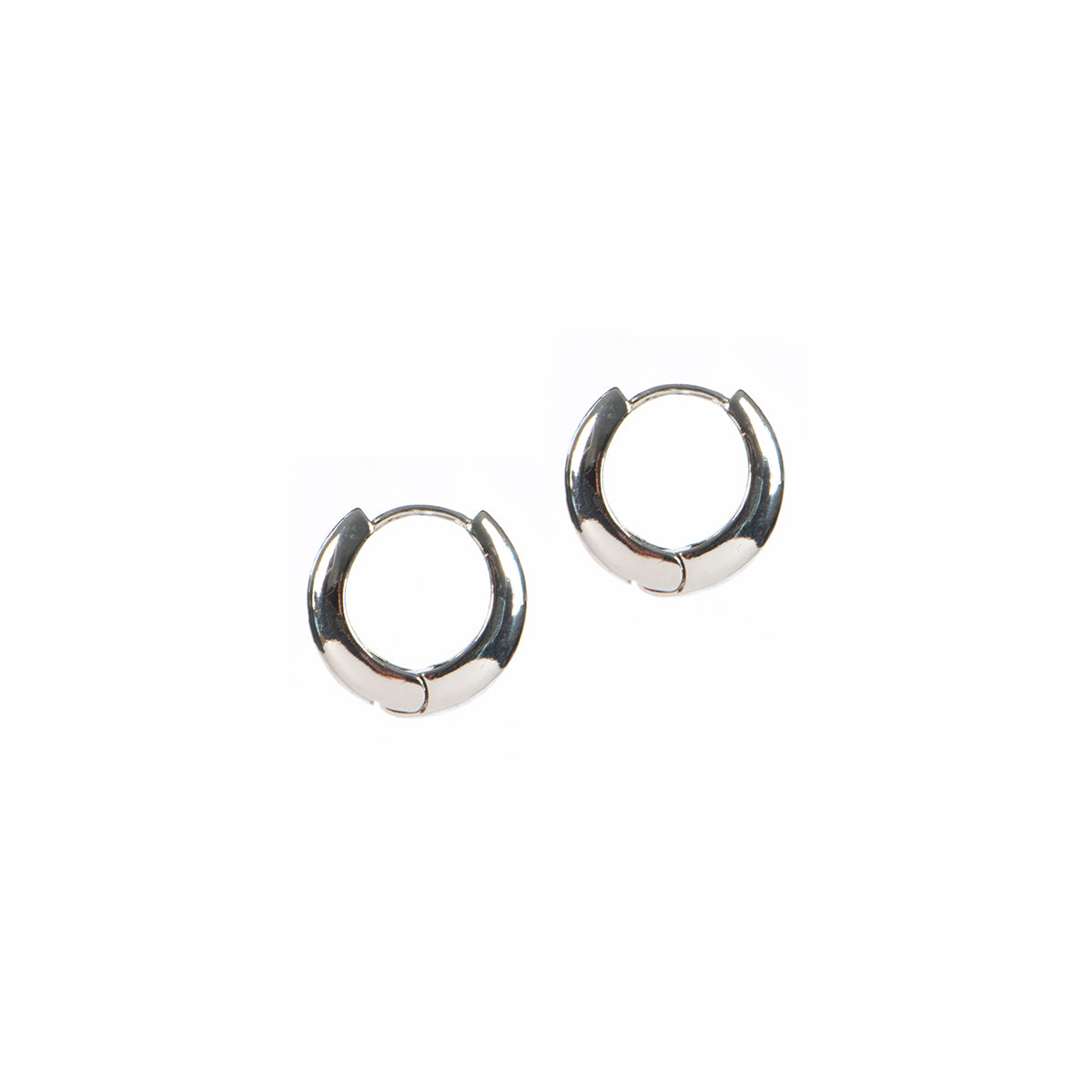 Boucles d'oreilles anneaux lisses larges élargis 16 mm placage rhodium - Keira 12-2