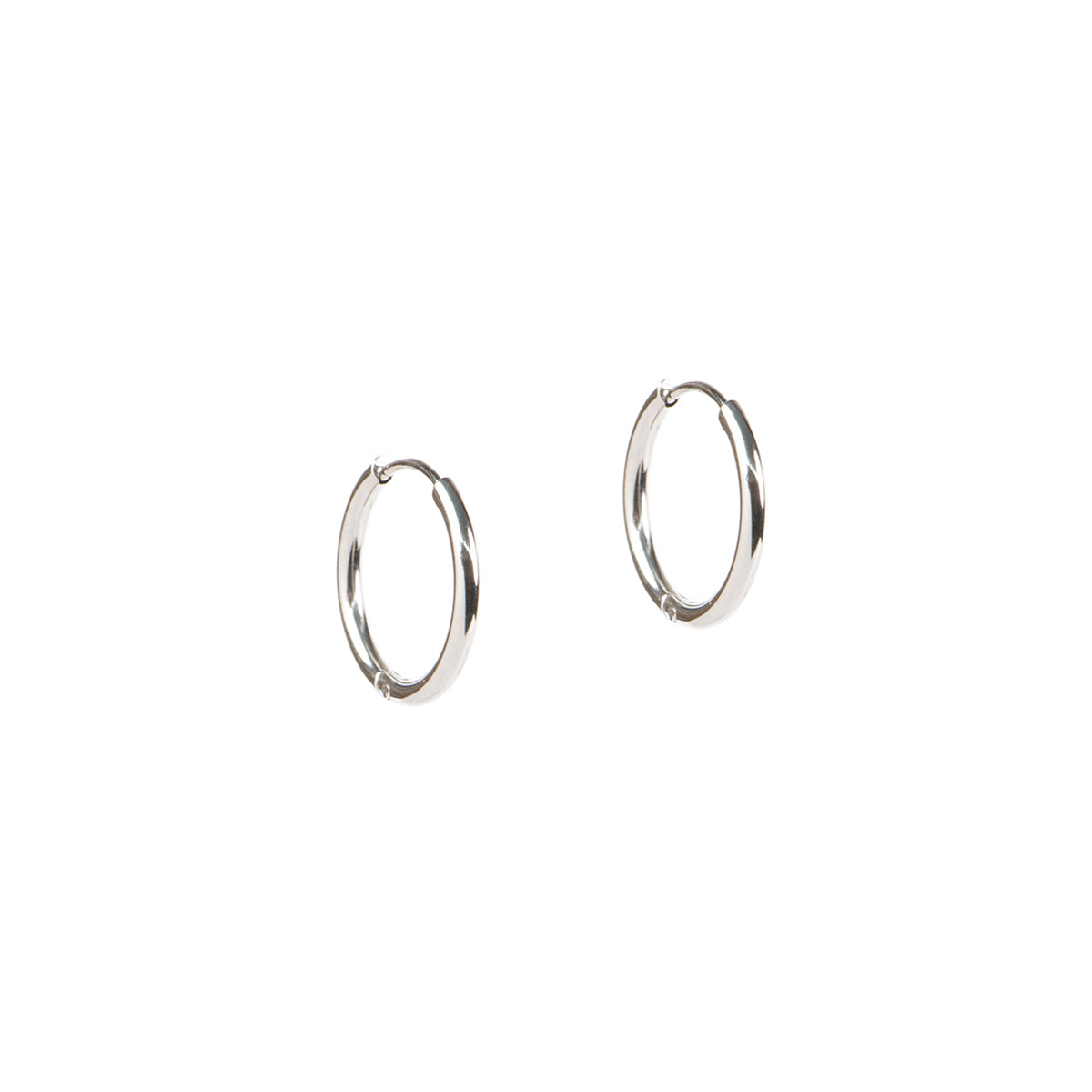 Boucles d'oreilles anneaux fermés lisses basiques acier inoxydable - Alice 4 argent 16 mm