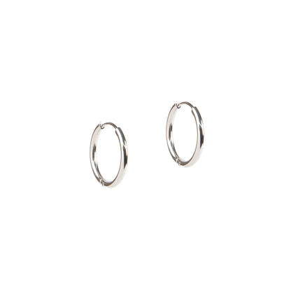 Boucles d'oreilles anneaux fermés lisses basiques acier inoxydable - Alice 4 argent 16 mm