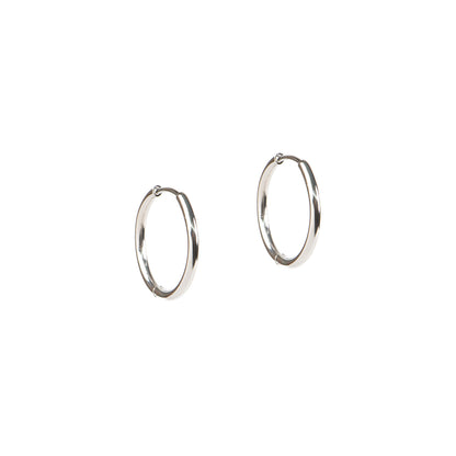 Boucles d'oreilles anneaux fermés lisses basiques acier inoxydable - Alice 4 argent 18 mm