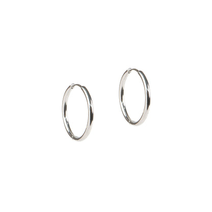 Boucles d'oreilles anneaux fermés lisses basiques acier inoxydable - Alice 4 argent 20 mm