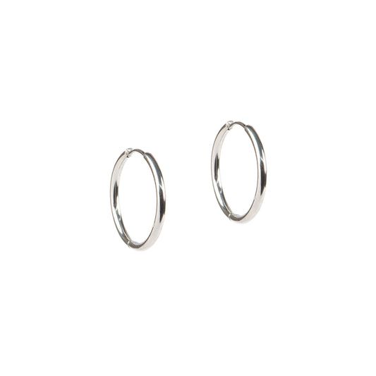 Boucles d'oreilles anneaux fermés lisses basiques acier inoxydable - Alice 4 argent 20 mm