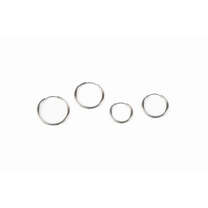 Boucles d'oreilles anneaux fermés lisses basiques acier inoxydable - Alice 4 argent 14-16-18-20 mm