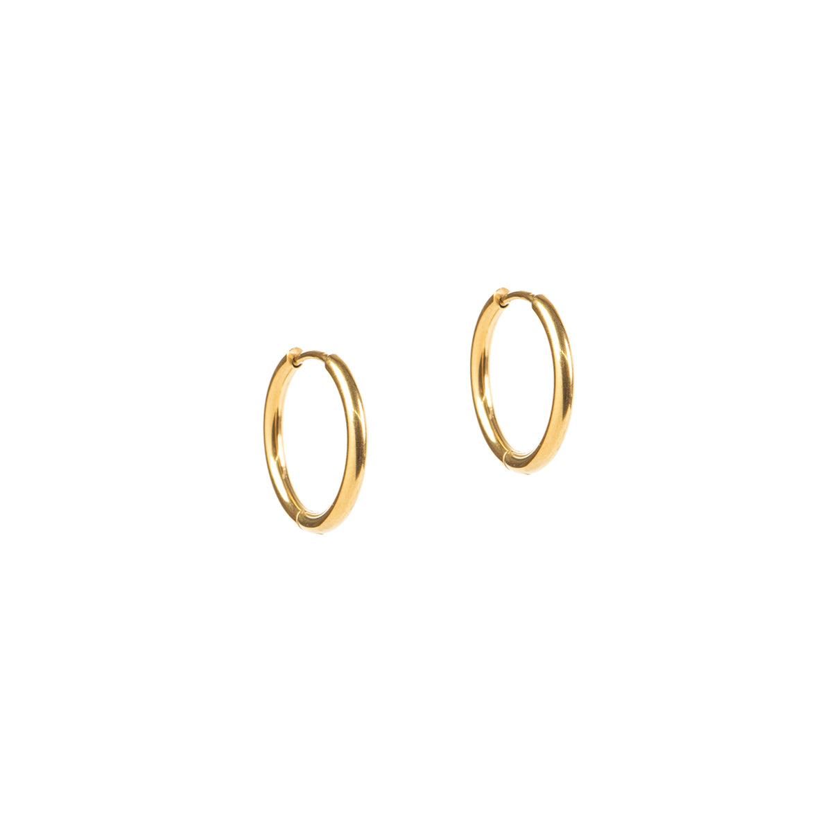 Boucles d'oreilles anneaux fermés lisses basiques acier inoxydable or - Alice 4 or 16 mm