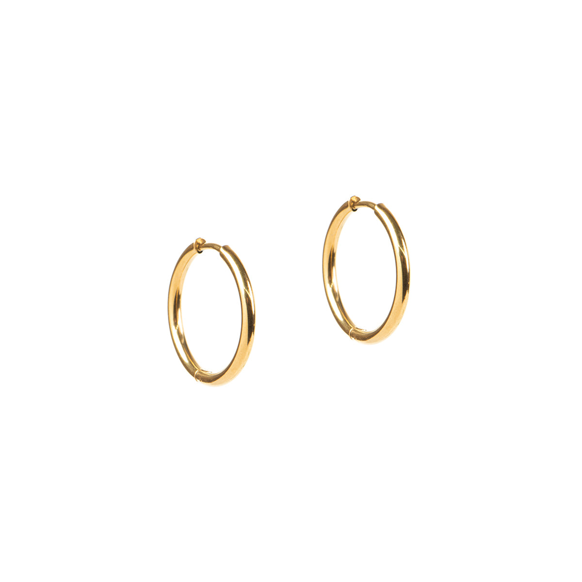 Boucles d'oreilles anneaux fermés lisses basiques acier inoxydable or - Alice 4 or  18 mm