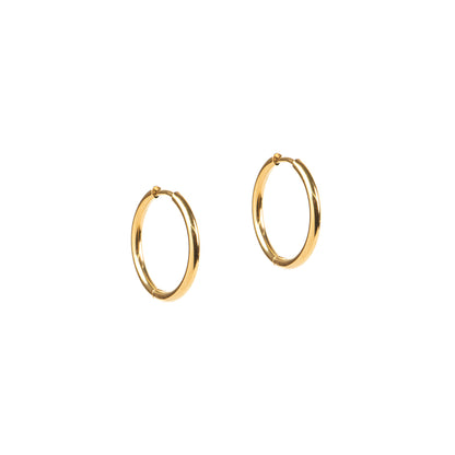 Boucles d'oreilles anneaux fermés lisses basiques acier inoxydable or - Alice 4 or  18 mm