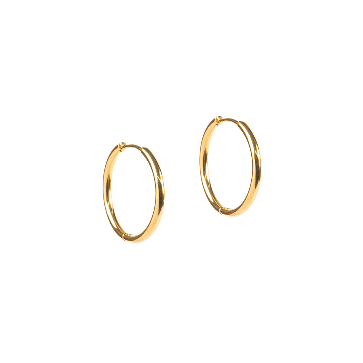 Boucles d'oreilles anneaux fermés lisses basiques acier inoxydable or - Alice 4 or 20 mm