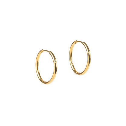 Boucles d'oreilles anneaux fermés lisses basiques acier inoxydable or - Alice 4 or 20 mm