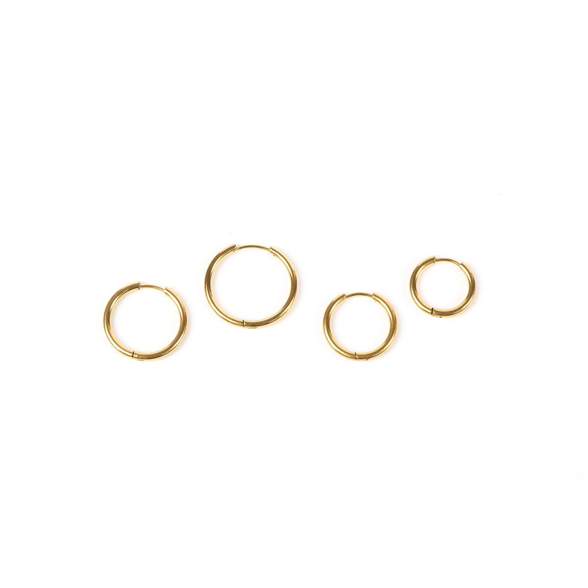 Boucles d'oreilles anneaux fermés lisses basiques acier inoxydable or - Alice 4 or 14-16-18-20 mm