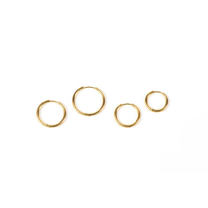 Boucles d'oreilles anneaux fermés lisses basiques acier inoxydable or - Alice 4 or 14-16-18-20 mm