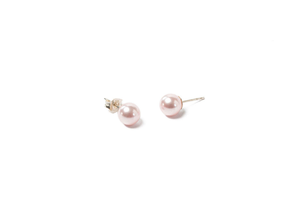 Boucles d'oreilles directement sur l'oreille en argent sterling .925 avec perles roses Grace 1-3