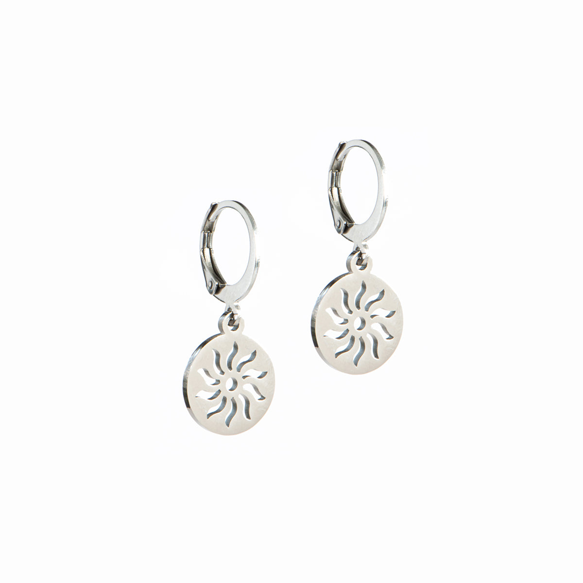 Boucles d'oreilles soleil hypoallergéniques en acier inoxydable Ivy 2 argent-1