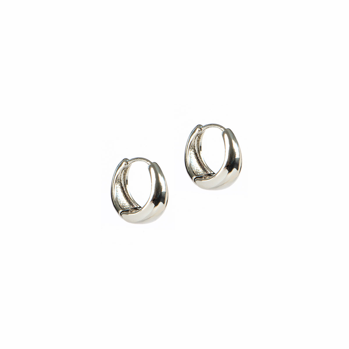 Boucles d'oreilles anneaux larges et lisses 13 mm placage rhodium Keira 10 argent-1