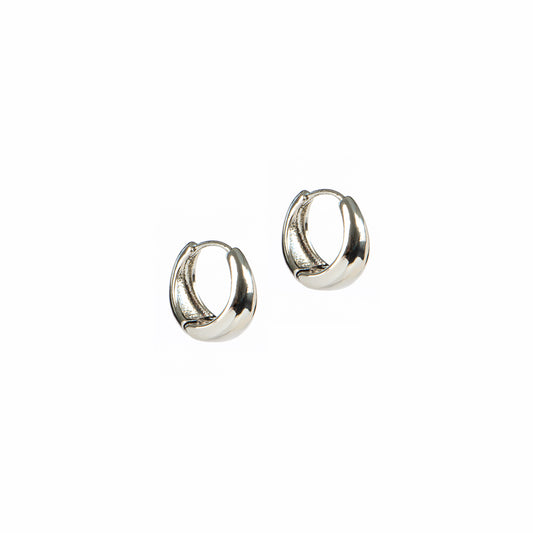 Boucles d'oreilles anneaux larges et lisses 13 mm placage rhodium Keira 10 argent-1