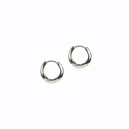 Boucles d'oreilles anneaux larges et lisses 13 mm placage rhodium Keira 10 argent-2