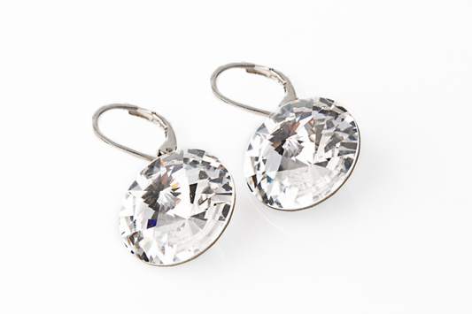 Boucles d'oreilles acier inoxydable avec cristaux Swarovski 18 mm - Sarah 2 cristal