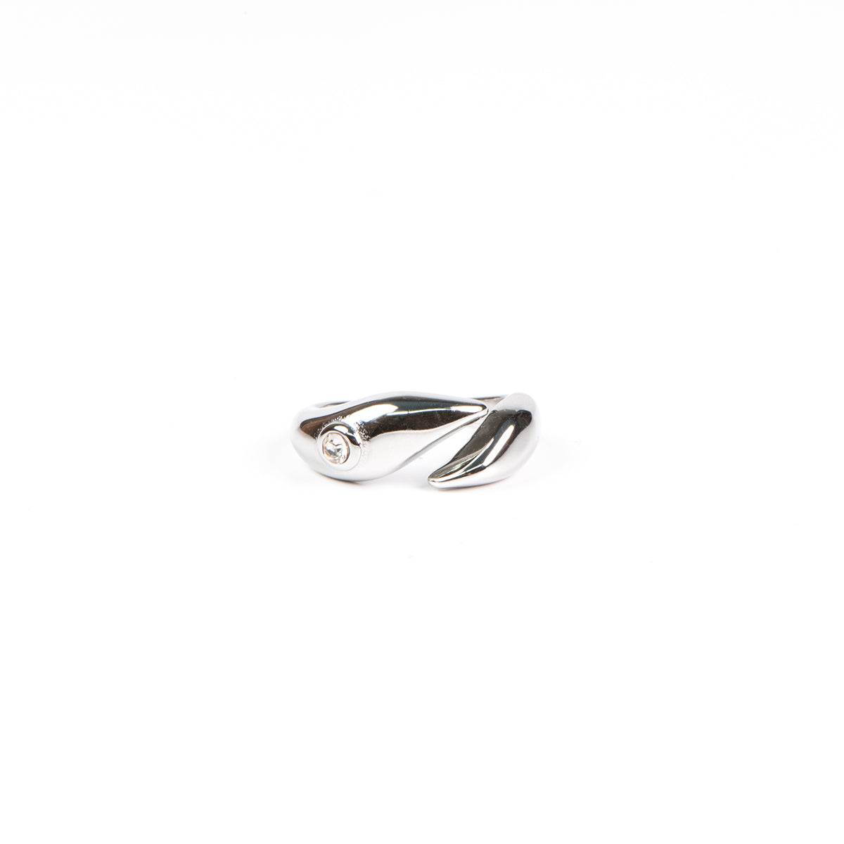 Bague jonc ouvert ajustable en acier inoxydable avec zircon - Alice 1 argent-1