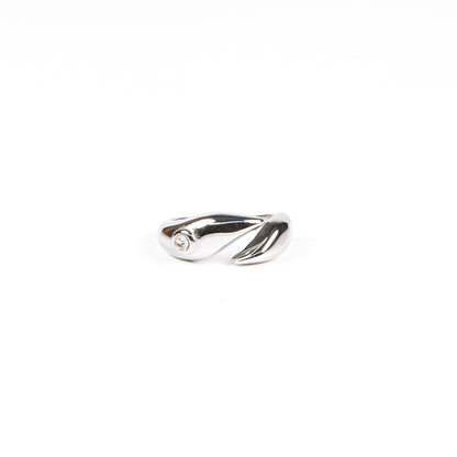 Bague jonc ouvert ajustable en acier inoxydable avec zircon - Alice 1 argent-1