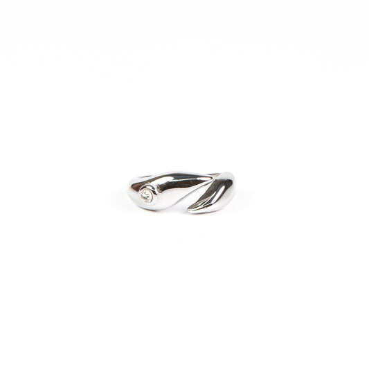 Bague jonc ouvert ajustable en acier inoxydable avec zircon - Alice 1 argent-1