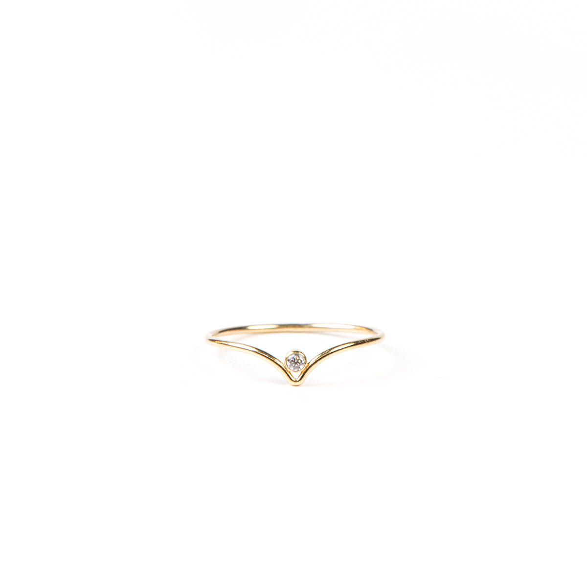 Bague délicate en or rempli 14K chevron avec mini zircon cristal Florence 1-1