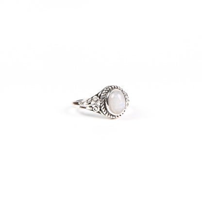 Bague argent sterling effet oxydé avec pierre de lune arc-en-ciel ovale - Juliana 4-2
