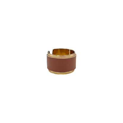 Bague jonc ouvert placage or avec cuir de pomme rose blush- Kara x Sanana - Mélodie 4 grande