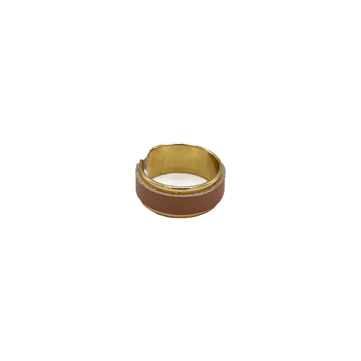 Bague jonc ouvert placage or avec cuir de pomme rose blush- Kara x Sanana - Mélodie 4 petite