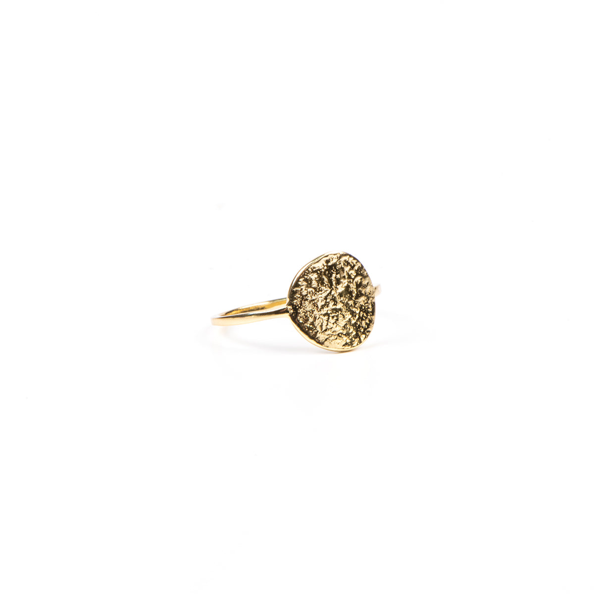 Bague fine argent sterling .925 plaquée or 18K design rond martelé - Ollie 3 or-1