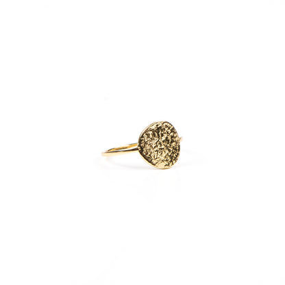 Bague fine argent sterling .925 plaquée or 18K design rond martelé - Ollie 3 or-1