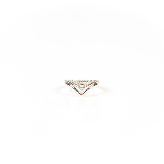 Bague argent sterling .925  effet argent antique double chevron travaillé - Ollie 5-1