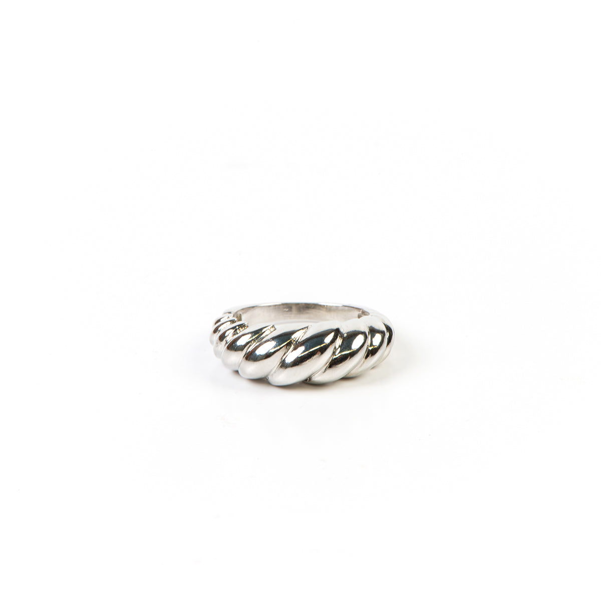 Bague placage rhodium design dôme croissant - Ollie 7-1