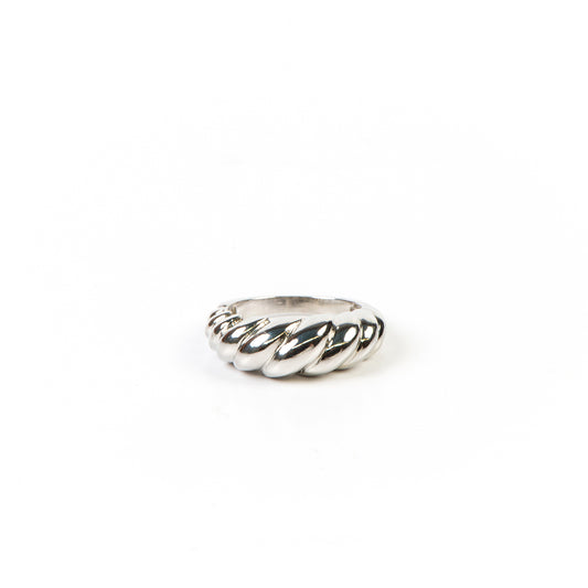 Bague placage rhodium design dôme croissant - Ollie 7-1