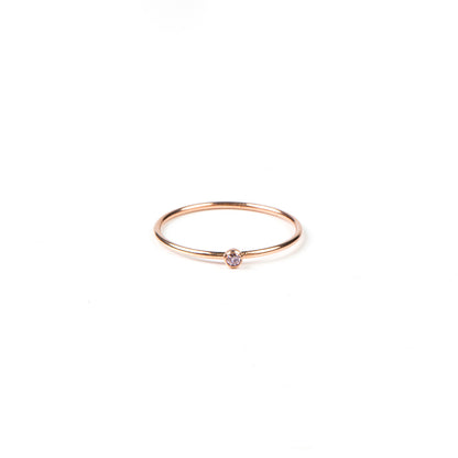 Bague délicate or rose rempli 14K avec mini cristal 2 mm - Rose 9-1