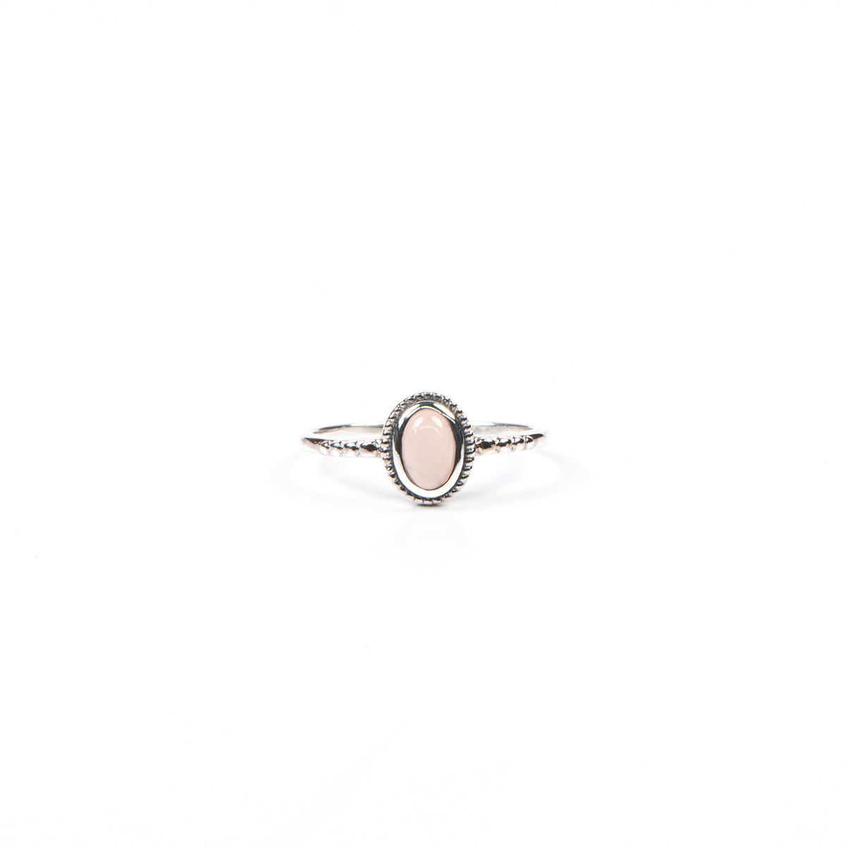 Bague travaillée argent sterling avec pierre quartz rose  - Simone 4 rose-1