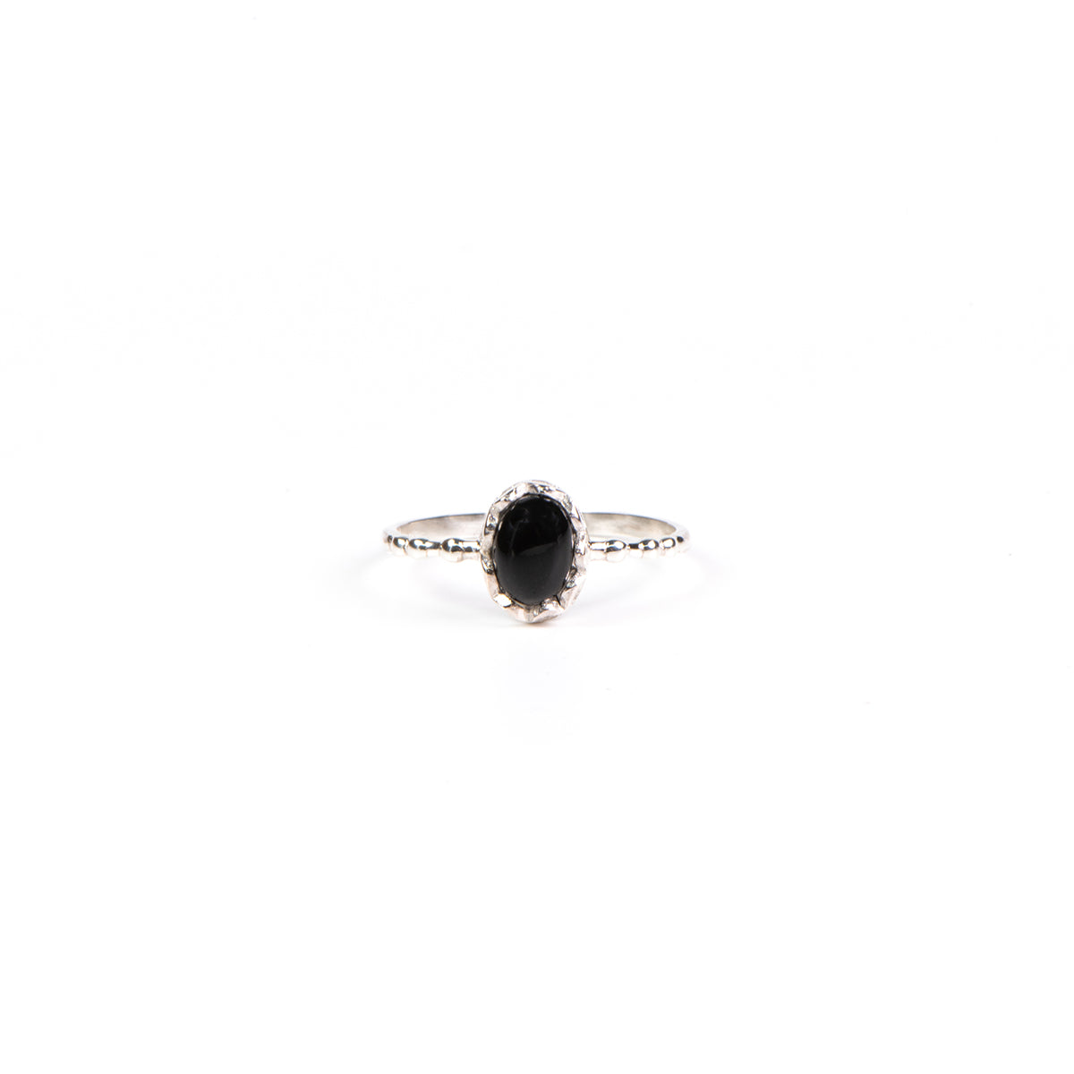 Bague travaillée en argent sterling .925 avec pierre sertie onyx noir - Simone 7-1