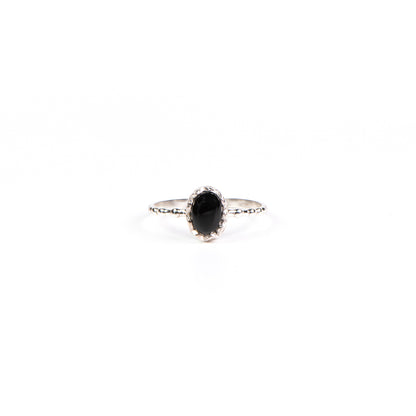 Bague travaillée en argent sterling .925 avec pierre sertie onyx noir - Simone 7-1