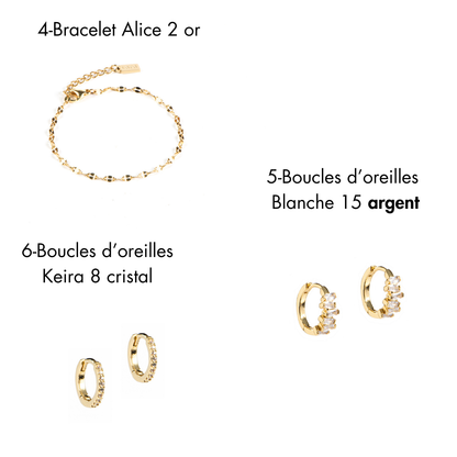 Image pour choix de bijou caché dans la chandelle La Boréale - bracelet inox or et boucles d'oreilles