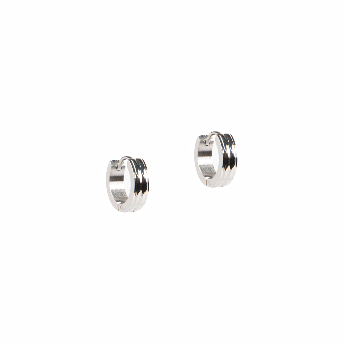 Boucles d'oreilles anneaux larges design lisse et ligné acier inoxydable  - Alice 1 argent-1
