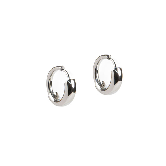 Boucles d'oreilles basiques anneaux larges au devant en acier inoxydable Alice 2 argent-1