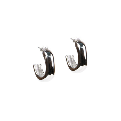Boucles d'oreilles anneaux ouverts en forme de C irrégulier acier inoxydable- Alice 3 argent -1