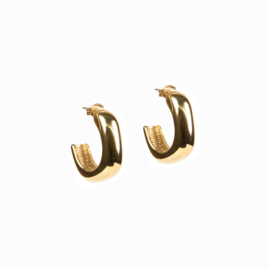 Boucles d'oreilles anneaux ouverts en forme de C irrégulier acier inoxydable or- Alice 3 or -1